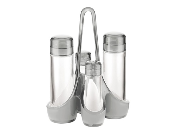 FRATELLI GUZZINI S.P.A. Set condimenti/menage bicolore Grace, trasparente/grigio