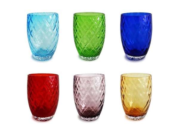 ZAFFERANO S.R.L. Losanghe, set 6 bicchieri colori assortiti