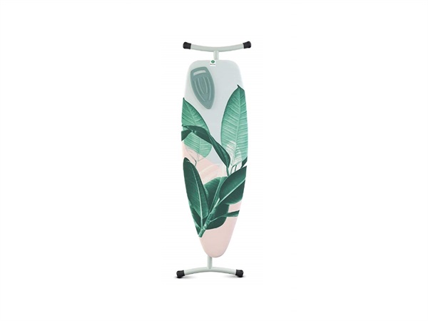 BRABANTIA Asse da stiro d, premium comfort, 135x45 cm, poggiaferro in silicone, tropical leaves