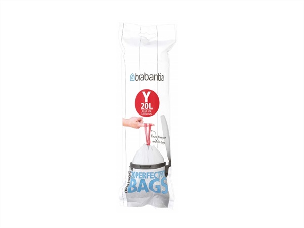 BRABANTIA Sacchi spazzatura brabantia bin liner cod. y, 20l(41,2x54,5 cm), bianco, rotolo da 20 sacchetti