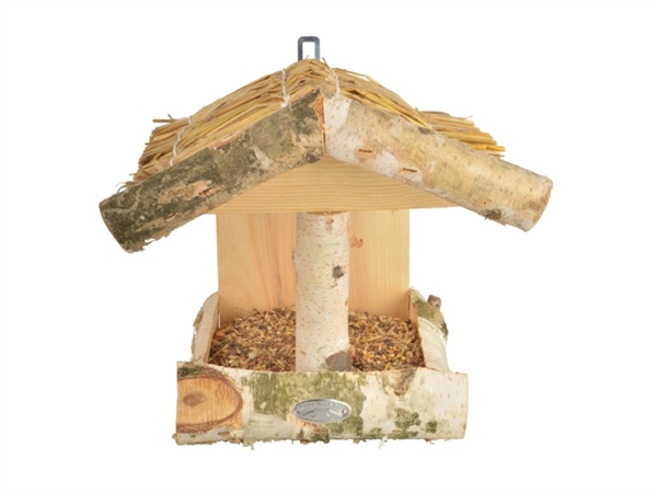 BAVICCHI WILDLIFE Mangiatoia per granaglie in legno rustico corteccia