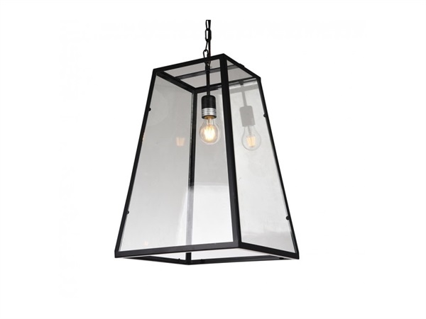 Lampadario Gold & Black in ferro nero e vetro, 1 lume 34x34x50 cm