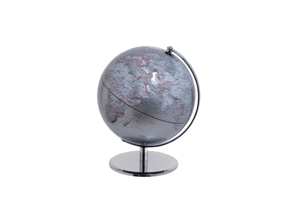 Mappamondo argento su base color argento, Ø 25 cm