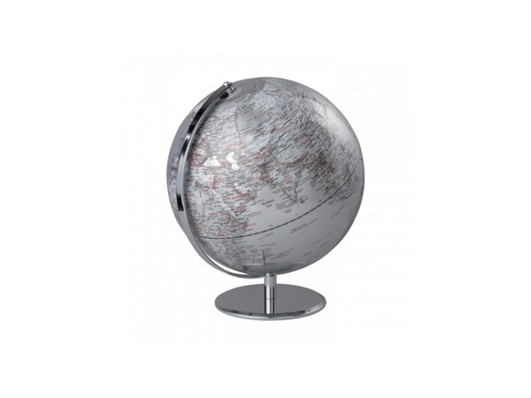 MASCAGNI Mappamondo argento su base color argento, Ø 30 cm