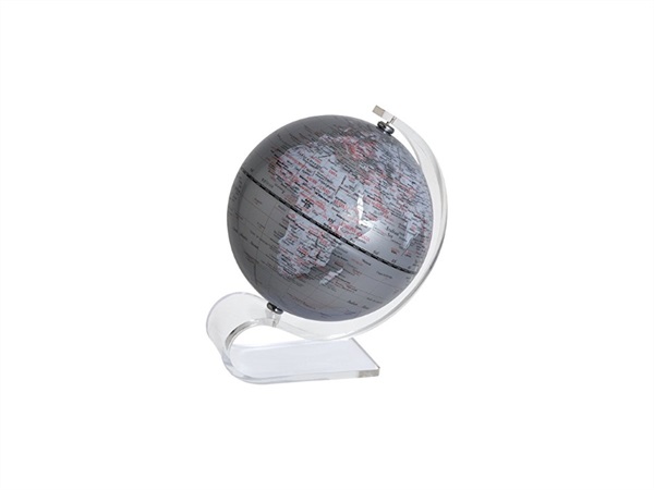 MASCAGNI Mappamondo argento su base trasparente, Ø 13 cm