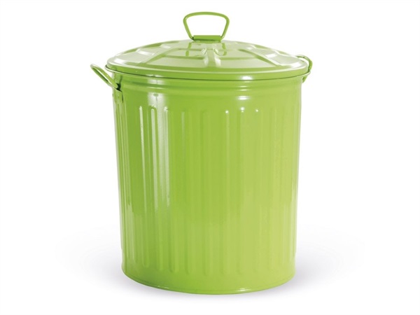 VERDELOOK Bidone in lamiera rinforzata e verniciata, verde