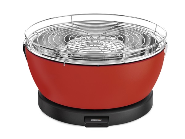 Barbecue da tavola Feuerdesign Vesuvio Grill Ø 33 cm con pinza, rosso