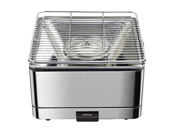 FEUERDESIGN Barbecue da tavola Feuerdesign Teide Grill 34x34 cm con pinza, inox