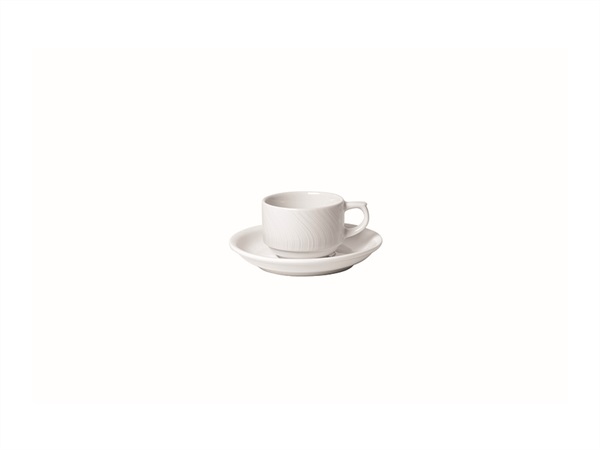 TABLE TOP PORCELLANE SAS Tazzina caffè completa di piattino waves,in porcellana bianca, 10 cl