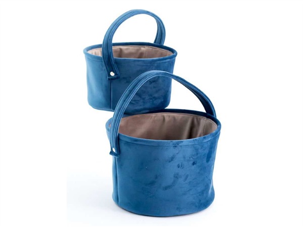 PLATHEA CONTENITORI TONDI 2PZ VELLUTO BLU