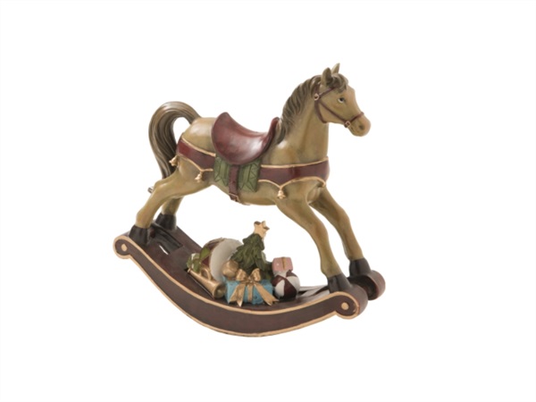 BRANDANI GIFT GROUP S.A.S. Cavallo a dondolo con regali, 26x10x26h cm, resina