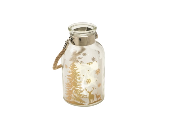BRANDANI GIFT GROUP S.A.S. Barattolo con led gold, Ø10x18h cm, vetro