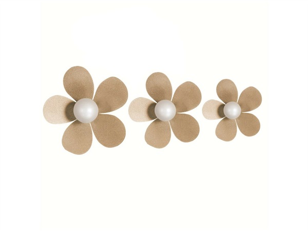 ARTI & MESTIERI Set ganci Fiorello nocciola, 3 pz Ø 16,14,12 cm
