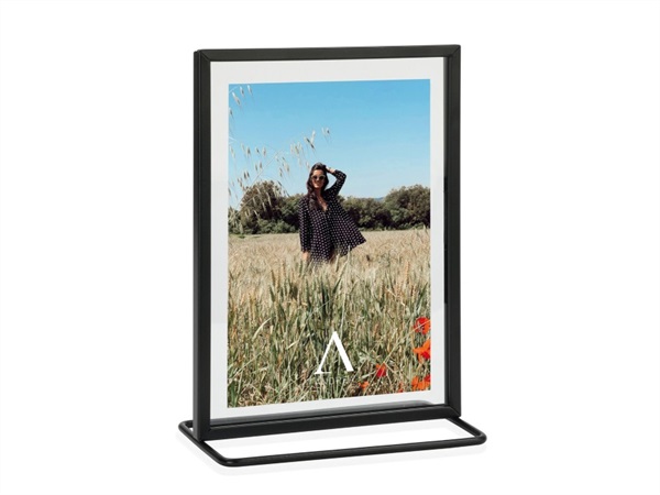 Portafoto in metallo nero con base