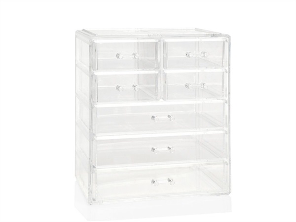 Organizer verticale in acrilico con 7 cassetti