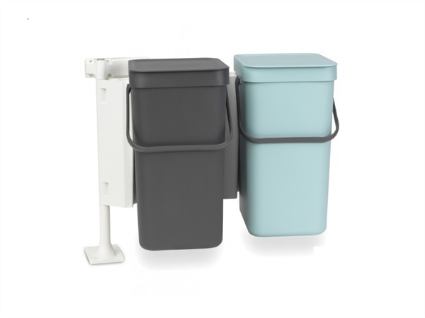 BRABANTIA sort & go Pattumiera da incasso - 2x12 lt - mint/dark grey