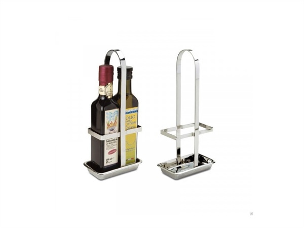 ILSA Stand olio e aceto in acciaio inox per bottiglie quadre 25 cl Ilsa