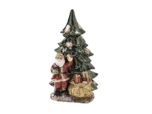 BRANDANI GIFT GROUP S.A.S. Babbo natale con abete, 19,5x17,5x37,5 cm, porcellana