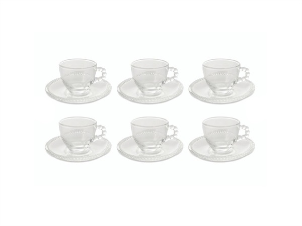 VILLA D'ESTE HOME TIVOLI Glass Set 6 tazzine con piattino in vetro