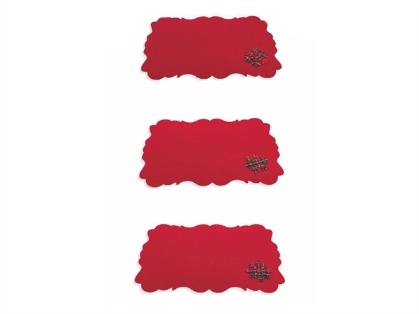 VILLA D'ESTE HOME TIVOLI Xmas tovaglietta rossa in poliestere 44 x 30 x h 0,3 cm, decori assortiti