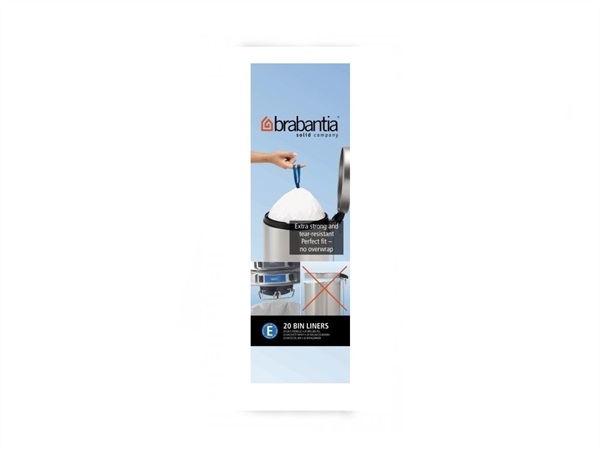 BRABANTIA Sacchi spazzatura Brabantia Bin Liner cod. E, 20L(47x54,5 cm), Bianco, Rotolo da 20 Sacchetti