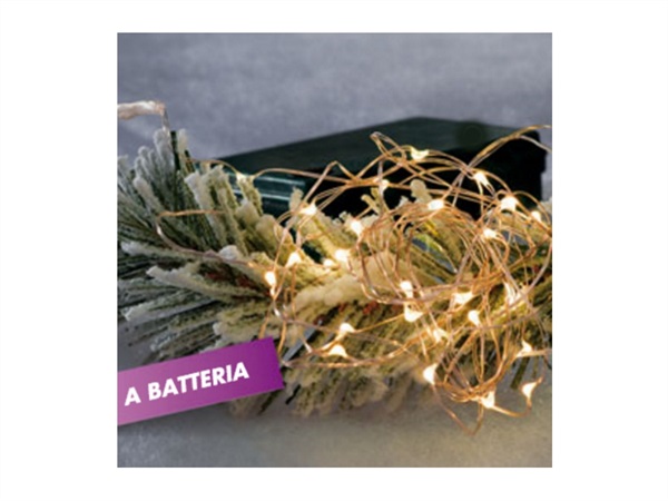 FIRMO BATTISTA E FIGLI Serie 20 led a chicco, a batteria, uso interno, con cavo in filo di rame e porta batterie