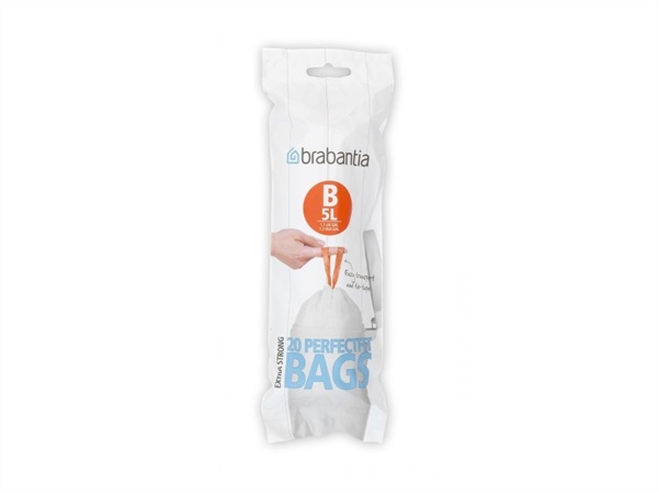 BRABANTIA Sacchi spazzatura Brabantia Bin Liner cod. B, 3L(33x34 cm), Bianco, Rotolo da 20 Sacchetti