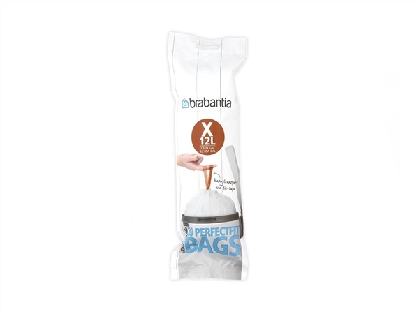 BRABANTIA Sacchi spazzatura Brabantia Bin Liner cod. X, 10L(35x49 cm), Bianco, Rotolo da 20 Sacchetti