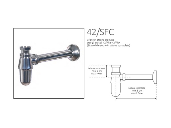 BEL FER Sifone in ottone cromato per fontanelle a parete bel-fer 42/SFC