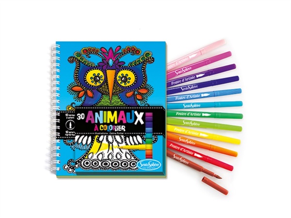 SENTOSPHERE Album da colorare, animali, con pennarelli