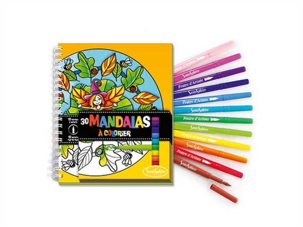 SENTOSPHERE Album da colorare, mandala, con pennarelli