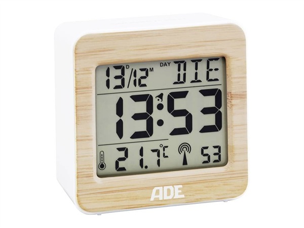 ADE Radiocontrollato Sveglia Bianco, Bambù