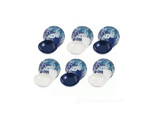 VILLA D'ESTE HOME TIVOLI Servizio piatti 18 pz Deep Blue