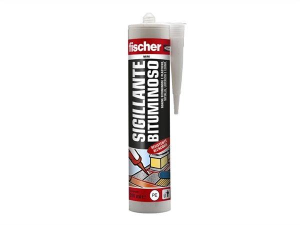 FISCHER Sigillante adesivo a base di bitume elastoplastico per applicazioni in copertura, SB NERO, 280 ml