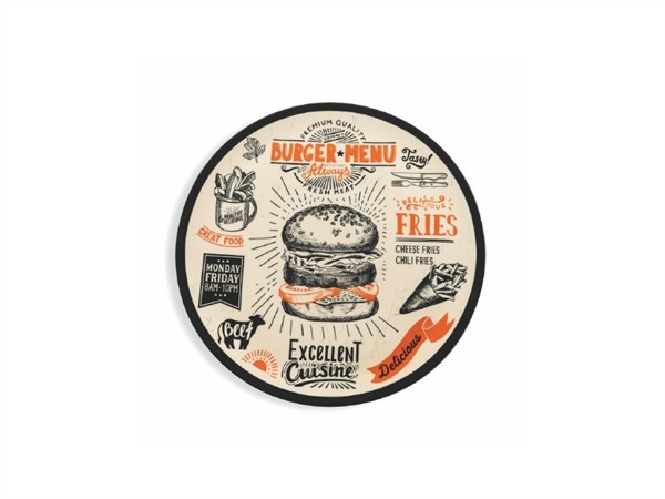 VILLA D'ESTE HOME TIVOLI Vintage Piatto hamburger in porcellana Ø 33 cm decoro arancio