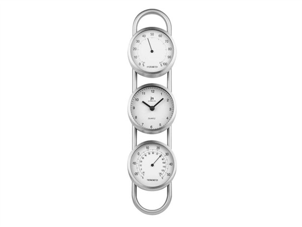 LOWELL OROLOGIO PARETE QUARZO IN ALLUMINIO TERMO-IGROMETRO
