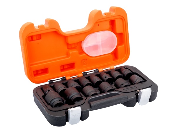BAHCO Bussole a macchina con inserto attacco quadro 1/2" con profilo esagonale in millimetri e finitura fosfatata, 14 pezzi, D/S14