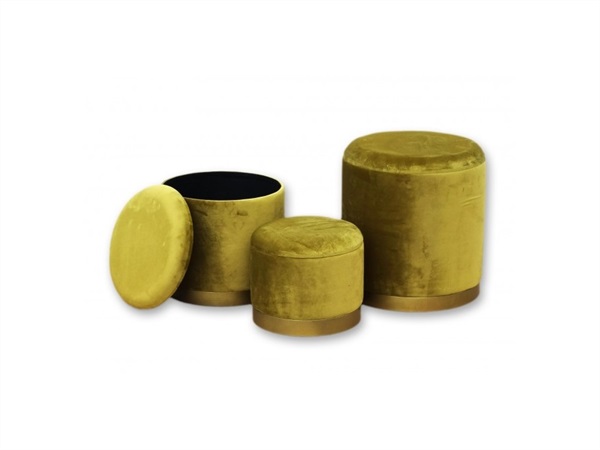 DISRAELI HOME DECOR pouf porta-oggetti tondo in velluto gold