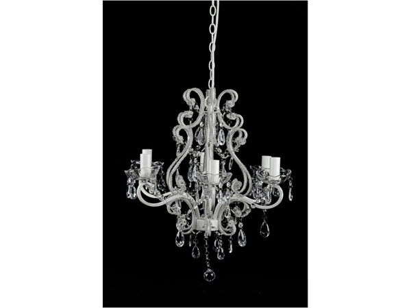 DISRAELI HOME DECOR Lampadario in ferro bianco con sei lumi d52xh43 cm