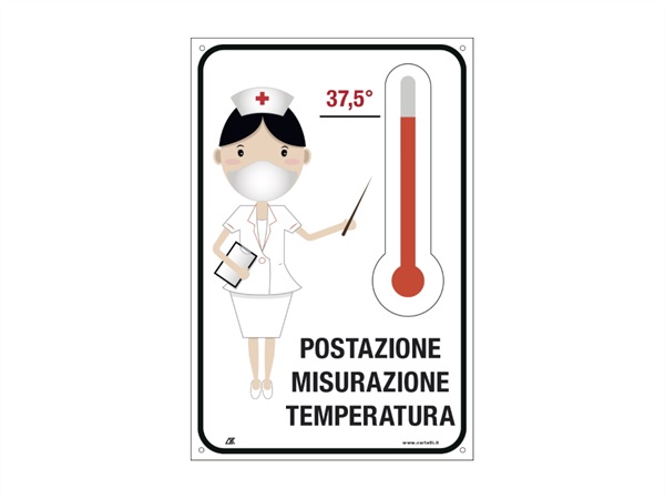 CARTELLI SEGNALATORI Etichetta attacca/stacca, postazione misurazione temperatura, 20x30 cm