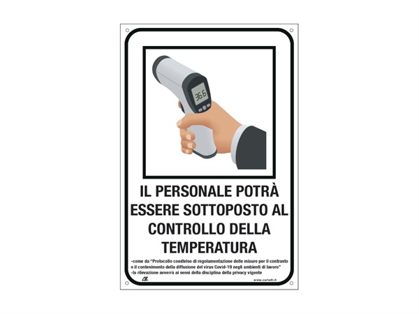CARTELLI SEGNALATORI Etichetta, controllo temperatura per il personale, 20x30 cm