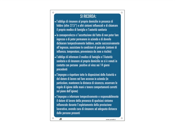 CARTELLI SEGNALATORI Etichetta, si ricorda che..., 20x30 cm