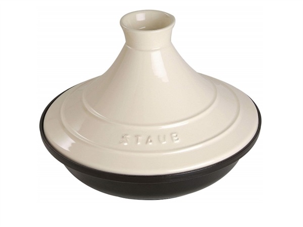 STAUB Tajine diam. 28 cm base in ghisa e cupola in ceramica, crema