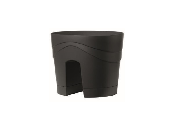 DEROMA Balcony Samba Vaso in plastica, antracite con riserva acqua Ø 30 cm