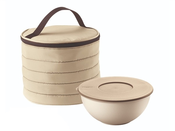 FRATELLI GUZZINI S.P.A. Borsa termica tonda con contenitore salvafreschezza Handy On the Go argilla