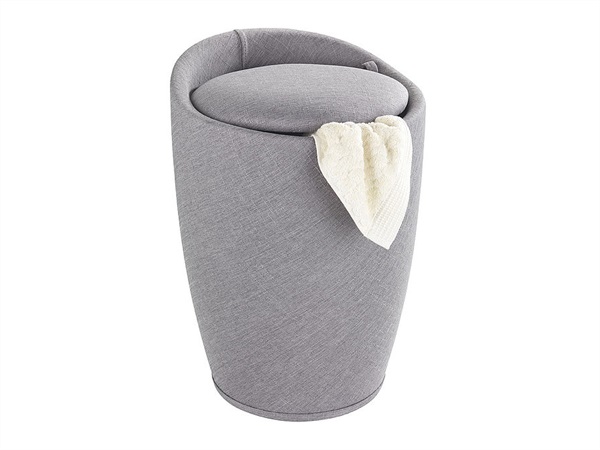 WENKO Sgabello portabiancheria candy, lino grigio chiaro