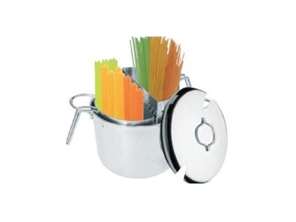MONTINI GUERINO S.N.C. Spaghettiera con 2 cestelli multiuso con coperchio piano, 24 cm