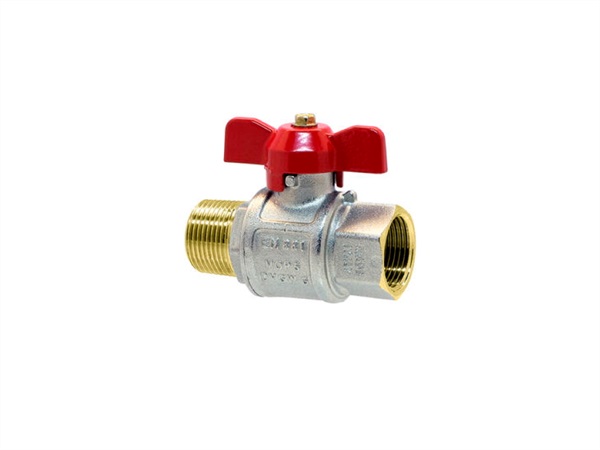 TECNOVIELLE Valvola a sfera media passaggio totale m.f. 1/4" pn 55 leva farfalla rossa