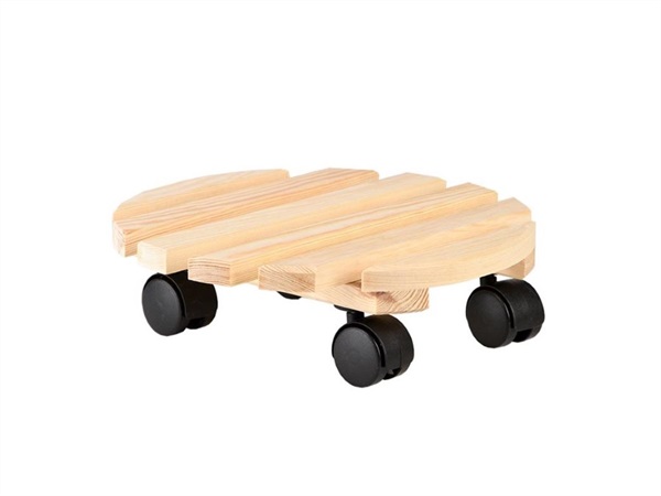 COUNTRY STYLE Carrellino portapiante tondo L, marrone chiaro