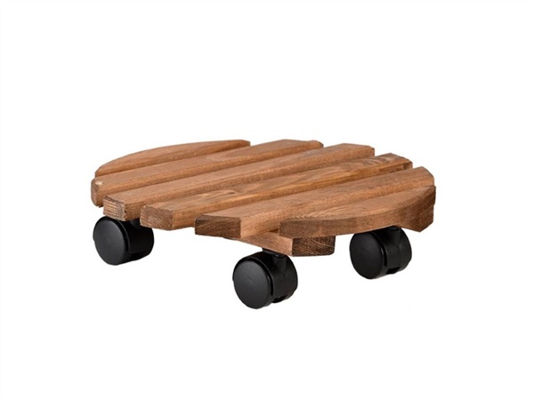 COUNTRY STYLE Carrellino portapiante tondo L, marrone scuro